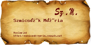 Szmicsák Mária névjegykártya